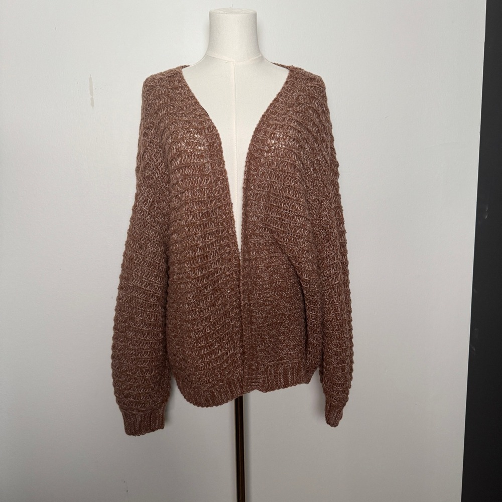 Daytrip Cardigan Women Large Brown Excellent Open Front Marled Chunky Knit